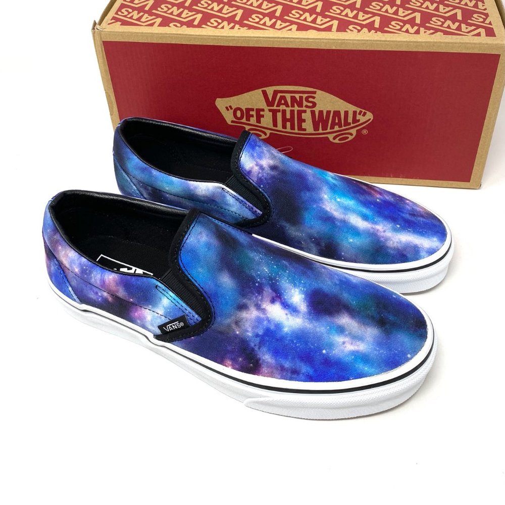 VANS Classic Slip-On Galaxy Blue White Canvas Sneakers Men's Size VN0A33TBG4F - Picture 8 of 11